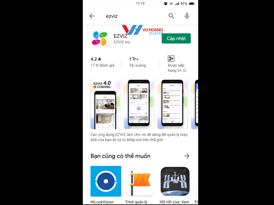 Tải app Ezviz về điện thoại và đăng nhập tài khoản